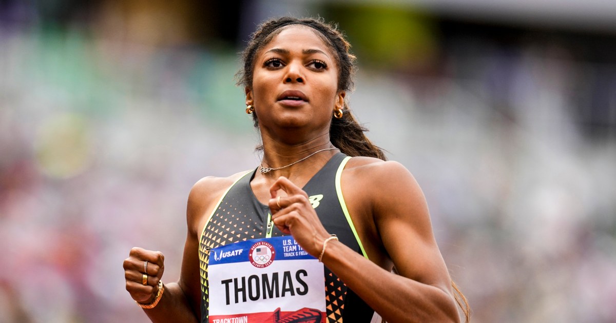 Olympia Olympians Gabby Thomas said a group of people followed her at the airport