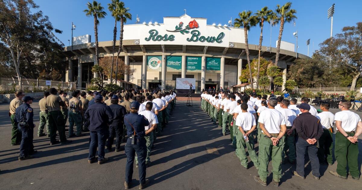 Rose Bowl transformed into Eaton Fire staging area