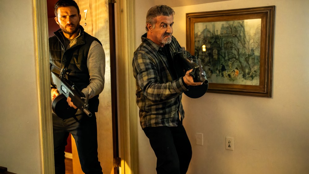 Sylvester Stallone parachute into busy espionage action
