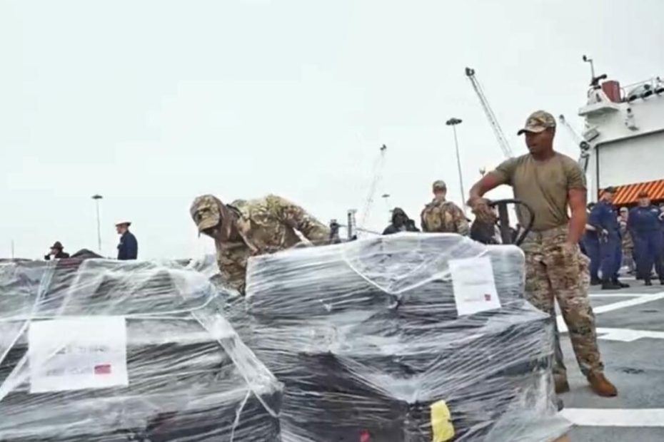 Coast Guard returns with $275 million in cocaine, one crew lowers