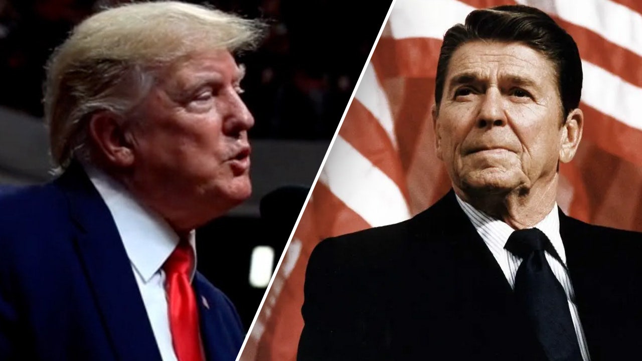Trump carries Reagan's conservative torch in battle with political insiders
