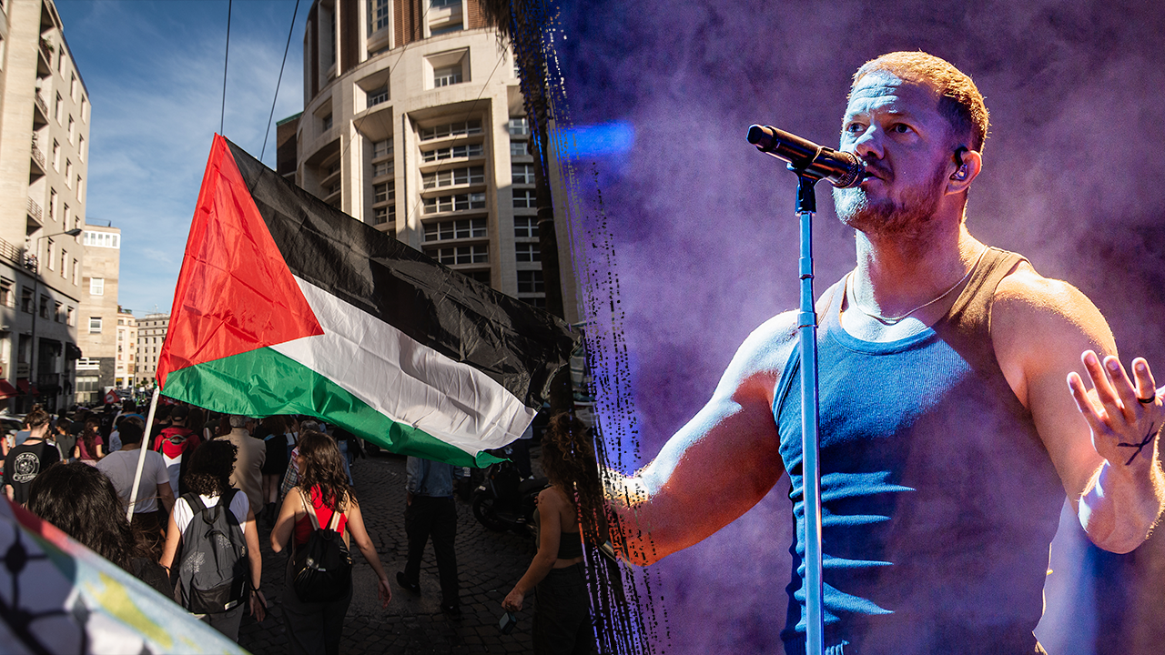 Imagine dragon igniting social media storm after waving the Palestinian flag
