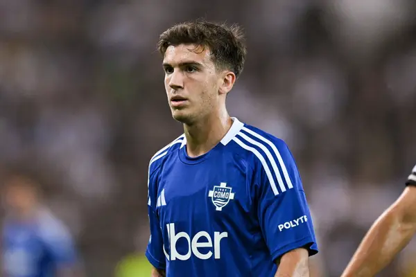 Manchester City's Maximo Perrone approaches COMO's £25m export