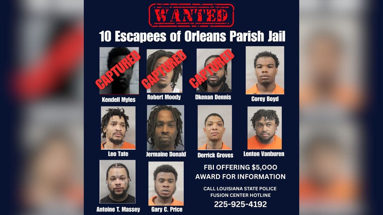 Manhunt continued to escape for New Orleans prison after the authorities investigated the work inside, and continued to go to seven prisoners after escaping for New Orleans prison.