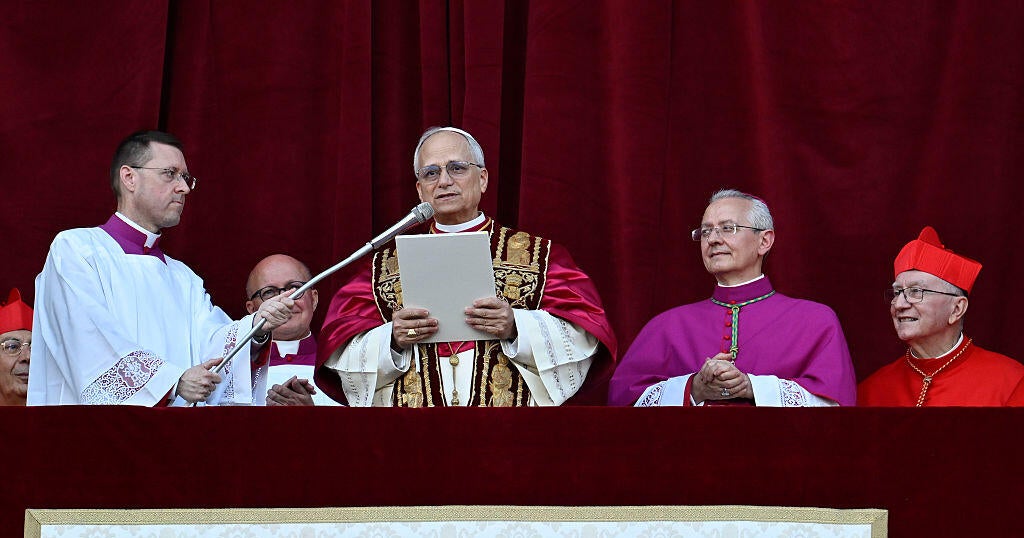 Read the first address of Pope Leo on the balcony of St. Peter's Basilica