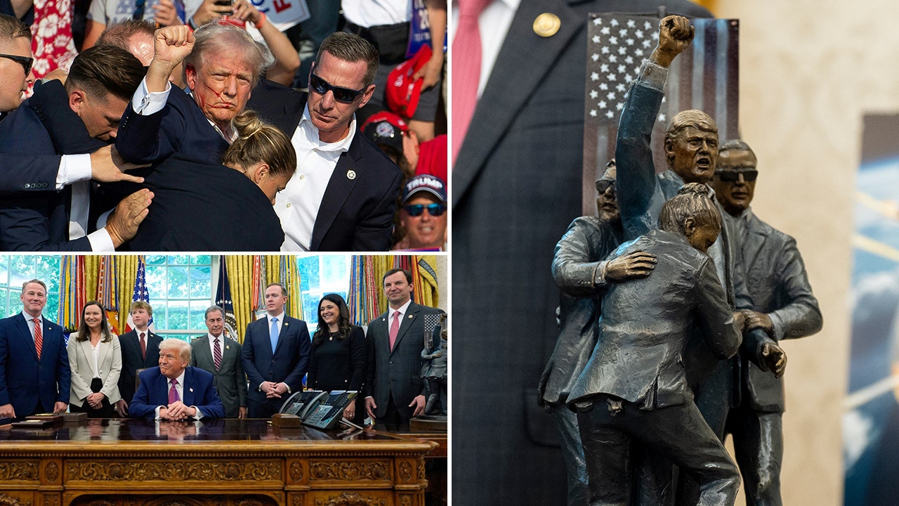 Sculpture depicts iconic ace assassination attempts displayed in the Oval Office