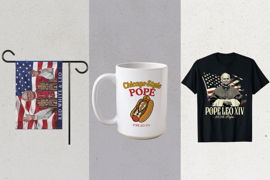 Where to buy Pope Leo trading cards, T-shirts online