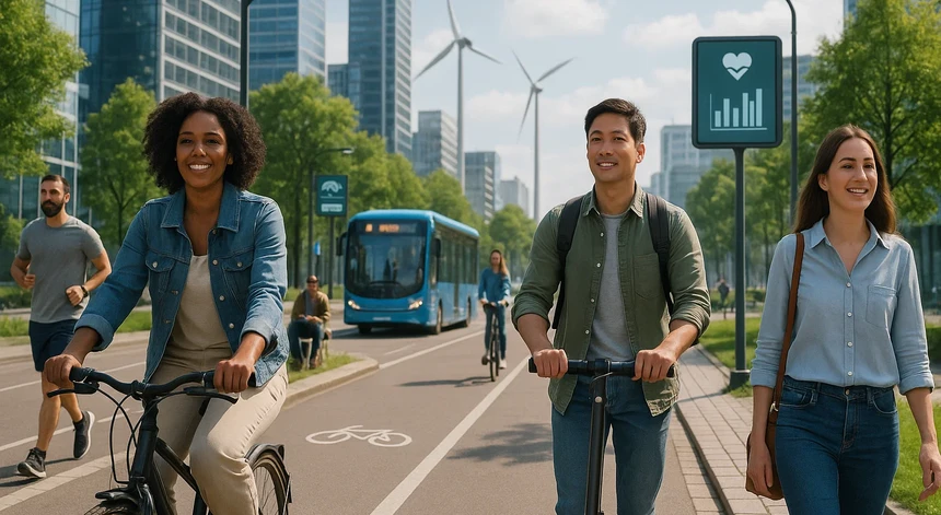 Cidade inteligente. Mobilidade e inovação sustentáveis ​​para um futuro urbano melhor