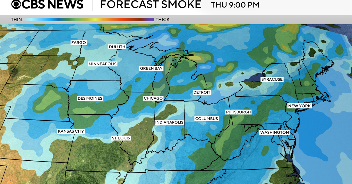 Map shows us air quality and Canadian wildfire smoke forecast